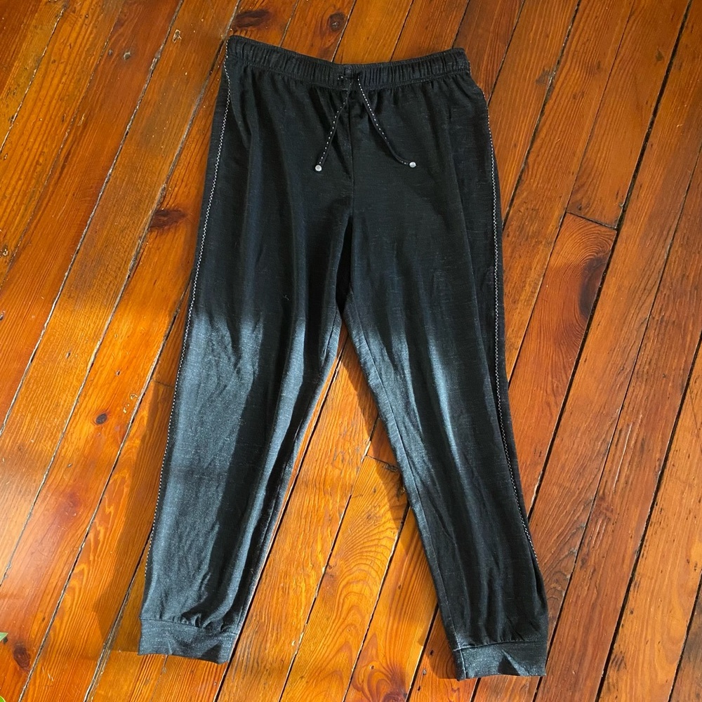 Max Studio Black Drawstring Joggers with Silver Accents Size Large - Picture 4 of 16